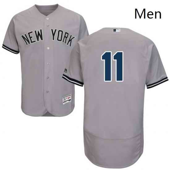 Mens Majestic New York Yankees 11 Brett Gardner Grey Road Flex Base Authentic Collection MLB Jersey